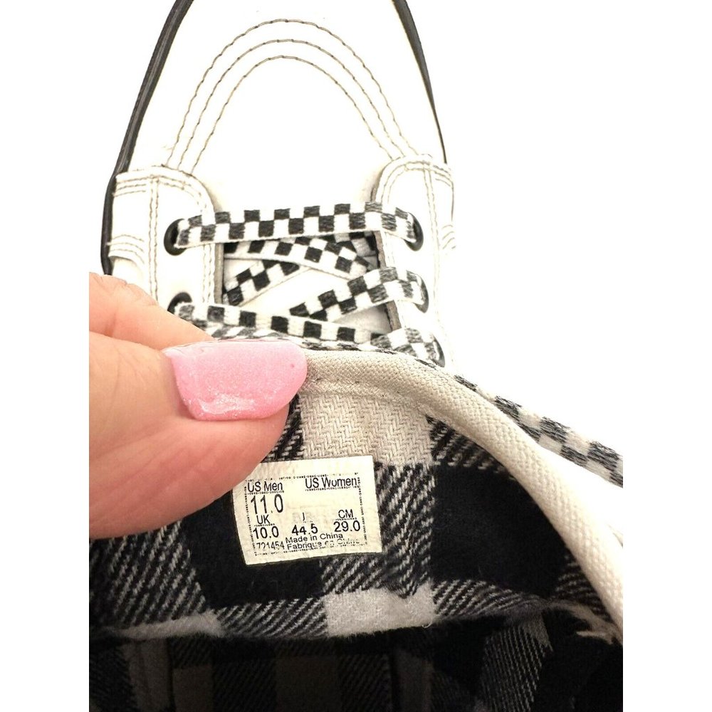 RARE PATTERN - VANS SK8-Hi MTE - MENS 11 FULL GRAIN WHITE LEATHER BLK/WHT CHECK - Picture 8 of 9